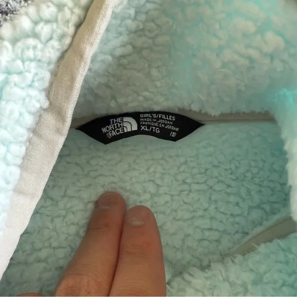 The North Face Kid’s Sherpa Mint Green Fleece Zip-Up Jacket - Picture 8 of 9
